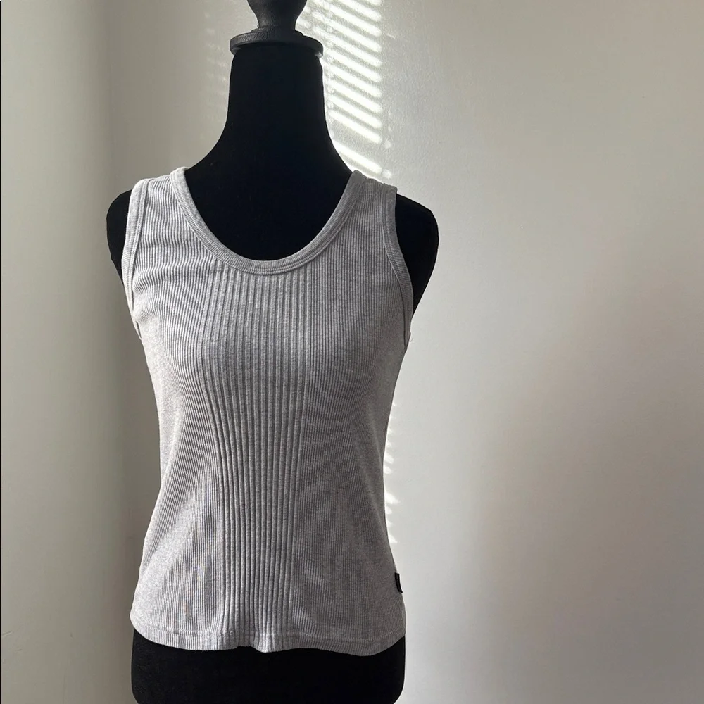 Stylish Light Gray Ribbed Tank Top